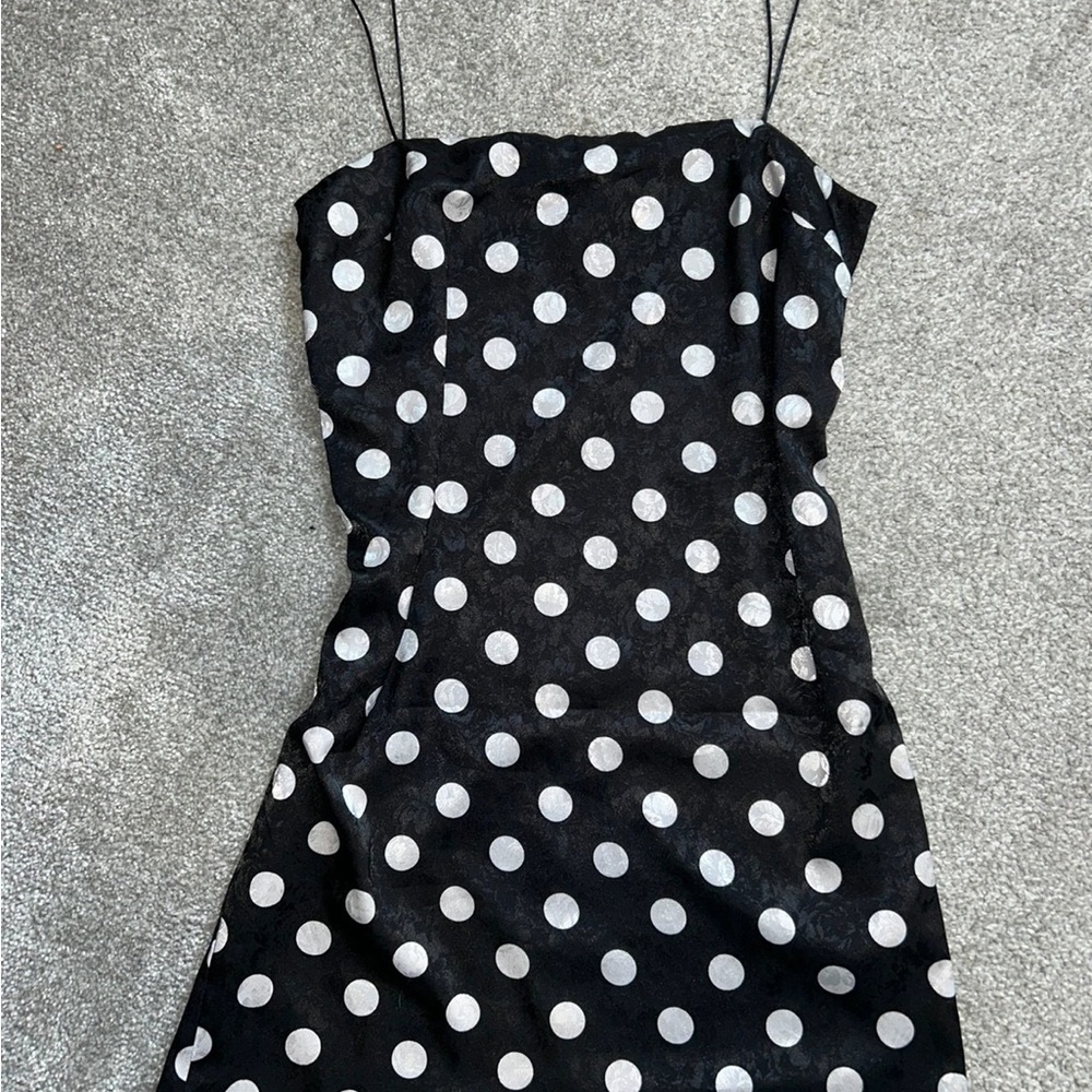 Topshop Black and White Strapless Polka Dot Dress